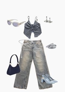 blue y2k glitter long top