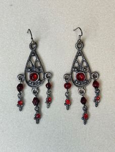 Red droplet dangler earrings