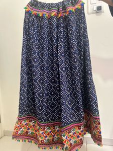 Bohemian Navratri Traditional Print Tassel Skirt