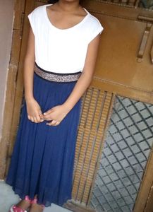 Chic White & Blue Sleeve Dress