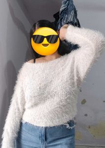 Cozy Off-Shoulder Fuzzy Sweater