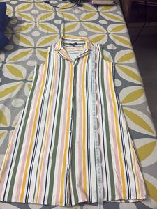 Striped Button-Up Midi Dress