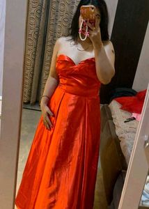 Stunning Orange Strapless Gown