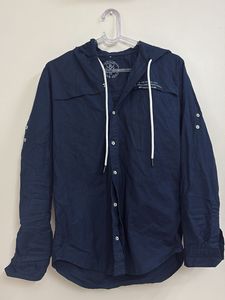 premium  Navy Blue Hooded Shirt