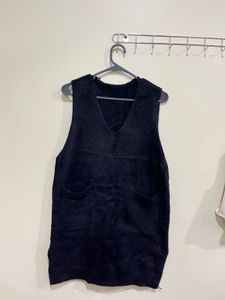 Cozy Black V-Neck Vest