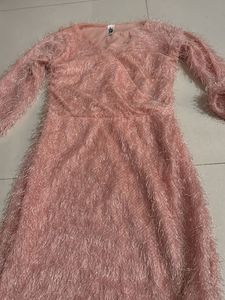 Fuzzy Pink Wrap Dress