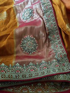 Elegant Yellow &amp; Pink Saree