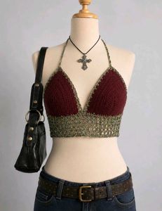 Sexy Crochet Halter Neck Crop Top