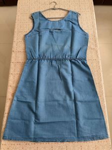 Stylish Blue Denim Dress knee length