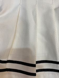 White Pleated Mini Skirt with Black Stripes