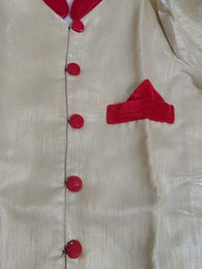 kids Beige &amp; Red dhoti Kurta Set