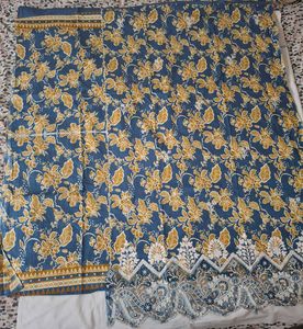Blue Floral Print Dress Material