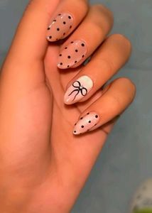 Polka Dot Nails with Bow Accent