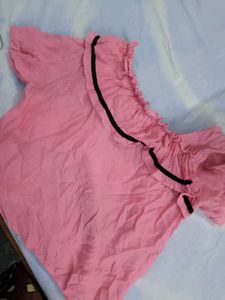 Chic Pink Off-Shoulder Ruffle Top