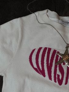 White Heart Graphic Top