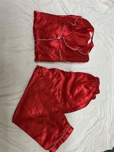 Red Satin Pajama Set