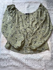Chic Floral Print Puff Sleeve Top