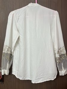 New Zara  Embroidered Sheer Sleeve top