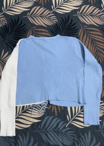 Two-Tone Lace-Up Korean Top