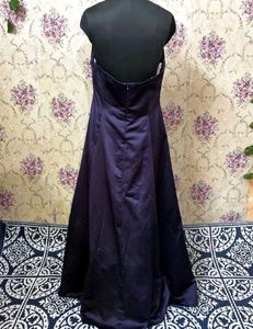 Elegant Navy Blue Strapless Gown