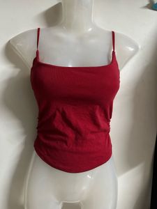Red Spaghetti Strap Crop Top