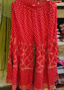 Vibrant Red Ethnic Kurta Set with garara