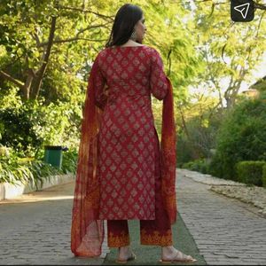 Women viscose rayon kurta Pant Dupatta Set