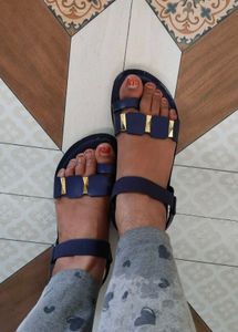 Navy Blue Toe Ring Sandals
