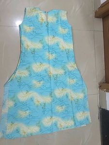 Blue Floral Print Dress Material