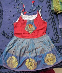 Kids Traditional Pattu Style Frock