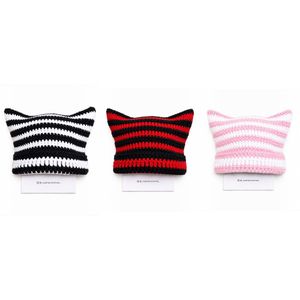 Handmade Crochet Striped Cat Ear Beanie (any one)