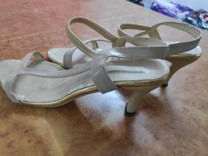 Beautiful Beige Ankle Strap Pencil Heels