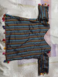 Boho Striped Blouse with Tassels