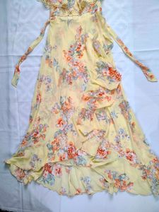 Yellow Floral Off-Shoulder Ruffle Maxi Dress
