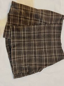 Checkered Brown Mini Skirt