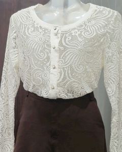 White Lace Shrug Top