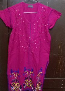 XL Size purple cotton kurti.