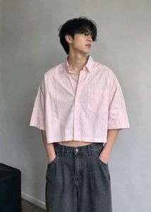 💗 Pink Oversized Crop Shirt