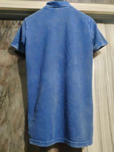 Vintage Blue Polo with Brass Zipper