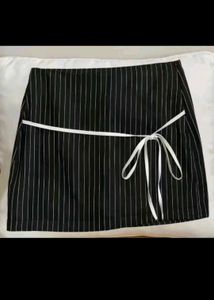 Pinstripe Wrap Mini Skirt