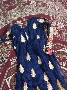 💙 Royal Navy Blue Embroidered Anarkali Dress
