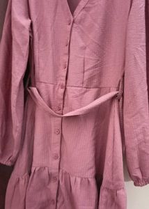 Belted Button-Down Dress