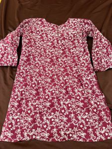 Maroon Floral Print Kurta