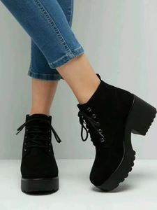 Black Lace-Up Ankle Boots