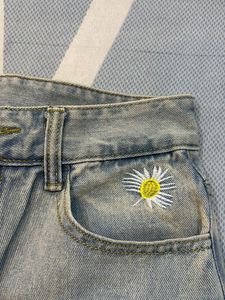 URBANIC Light Wash Embroidered Jeans