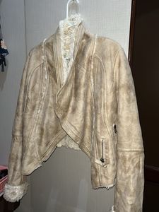 SALE Faux Suede Sherpa Lined Biker Jacket