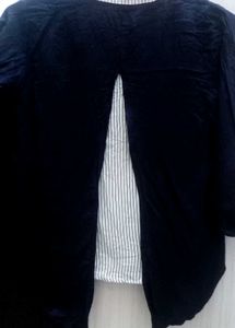 Stylish Striped Top with Embellished Cardigan