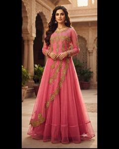 Heavy Beautiful Pink Embroidered gown
