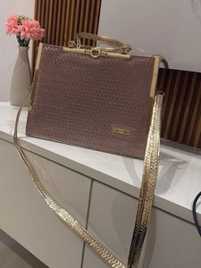 Elegant Pink &amp; Gold Clutch Handbag