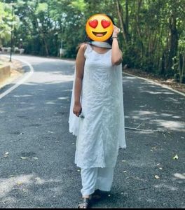 white chikankari kurti set
